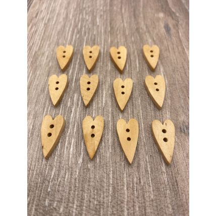 20x10mm Wooden Heart Shaped Button Natural 2 Hole Novelty Sewing Art Crafts