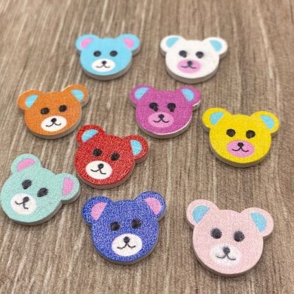 Buttons 18x15mm Wooden Teddy Bear Face 2 Hole Mixed Colours Sewing Knitting
