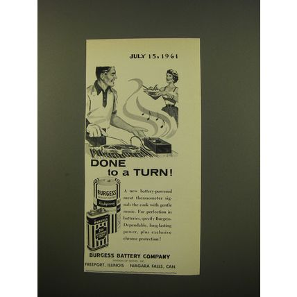 1961 Burgess Battery Advertisement - Done to a Turn