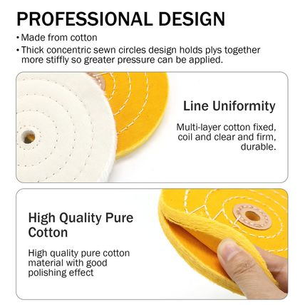 SCOTTCHEN 6Inch Buffing Polishing Wheels 1/2" Arbor Hole,Soft/Fine/Medium for Be