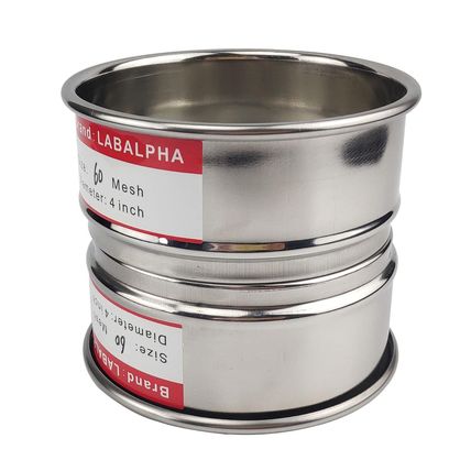 LABALPHA 60 Mesh Lab Sieves, Test Sieve #60 Mesh, 4'' Diameter, 304 Stainless St