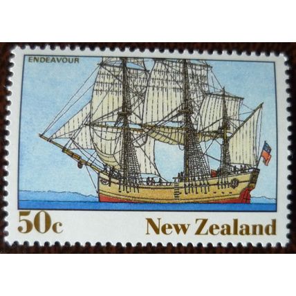 New Zealand 1990 NZ Heritage Ships 50c HMS Endeavour mint stamp SG1542 Cook