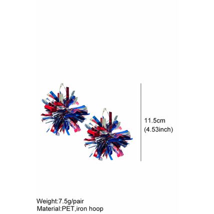 Dark Blue 4th of July Celebration Tinsel Earrings