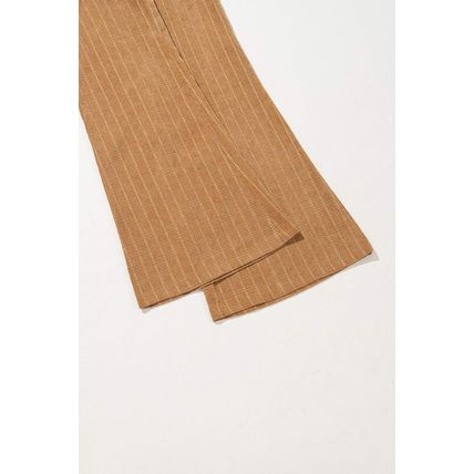 Grapefruit Orange Checkered Corduroy Flare High Waist Pants