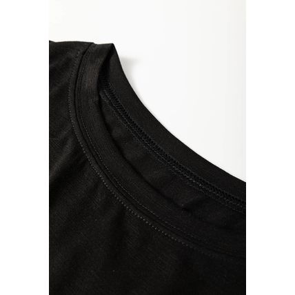 Black Faux Two Piece Floral Long Sleeve Patchwork Tee