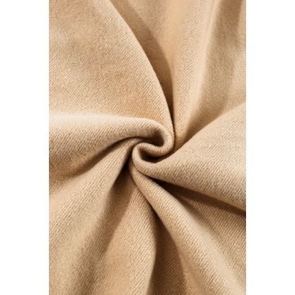 Parchment Fleece Lined Half Zipper Kangaroo Pockets Loose Hoodie