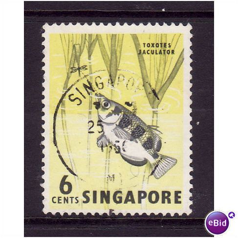 SINGAPORE 1962 6c ARCHER FISH SG 67 FINE USED