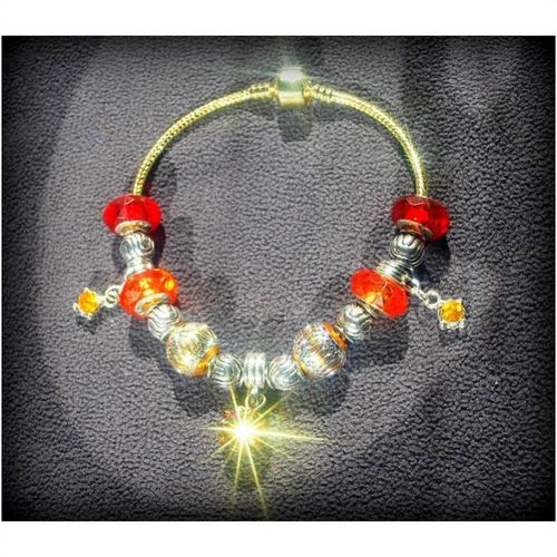 Fully Loaded Gold Plated Bracelet Disco Ball Charm Euro Beads Jewellery 1983