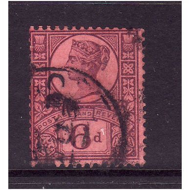 GREAT BRITAIN 1890 6d PURPLE / ROSE RED SG 208 FINE USED