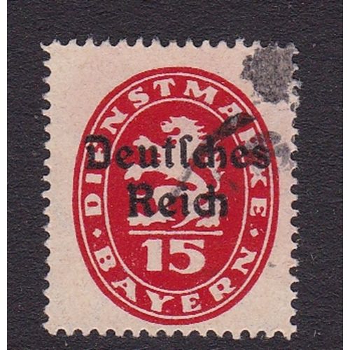 GERMANY BAVARIA 1920 OFFICIAL DEUTCHES REICH O/P 15pf VALUE USED