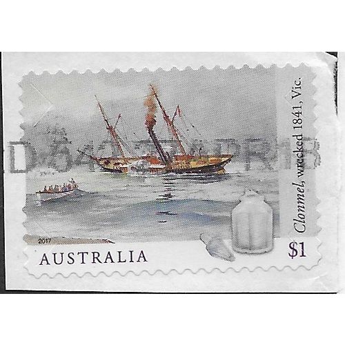 AUS 2017 $1.00 (S/A) 'SHIPWRECKS -CLONMEL' ON PAPER FINE USED (EBID25-861)
