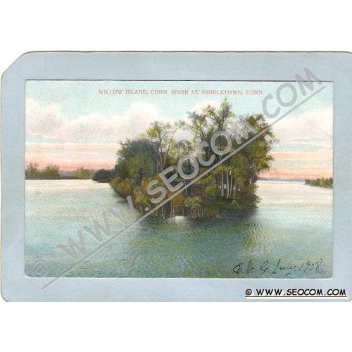CT Middletown Postcard Willow Island Conn River ct_box3~1329