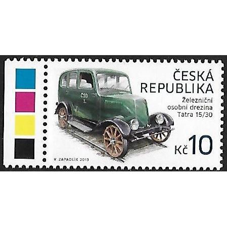 Mi 768: 10 Kč multicoloured: Historic Vehicles: Tatra 15/30 Railcar (Draisine).