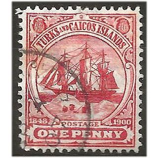 Turks & Caicos Islands 1900 SG102 1d Red Wmk Crown CA Fine Used . .. .