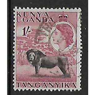 KENYA UGANDA TANGANYIKA 1954 1s LION BLACK & PURPLE SG 175 FINE USED#