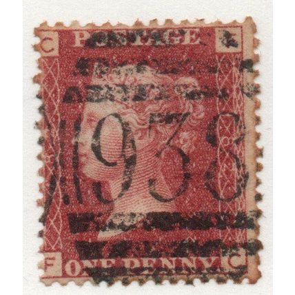 sg43 1d red plate 182 FINE USED " F C " (reds)