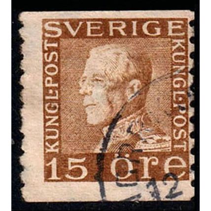 Sverige Sweden 1936 King Gustaf V 15ore Used Stamp.