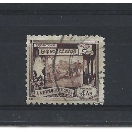 Burma.SG108 4a Elephant hauling log (Brown).Fine Used.Jul25o