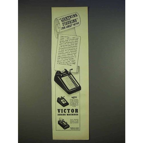 1940 Victor Adding Machines Ad - Lightning Figuring