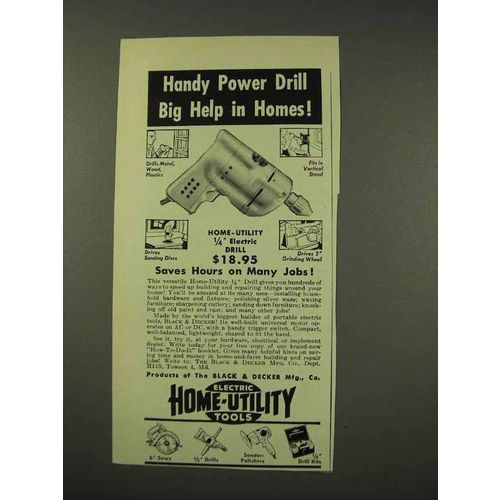 1949 Black & Decker Home-Utility 1/4" Electric Drill Ad