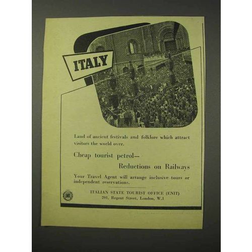 1958 Italy Tourism Ad - Cheap Tourist Petrol