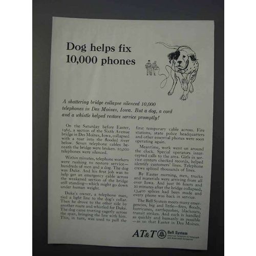 1966 AT&T Bell System Ad - Dog Helps Fix 10,000 Phones