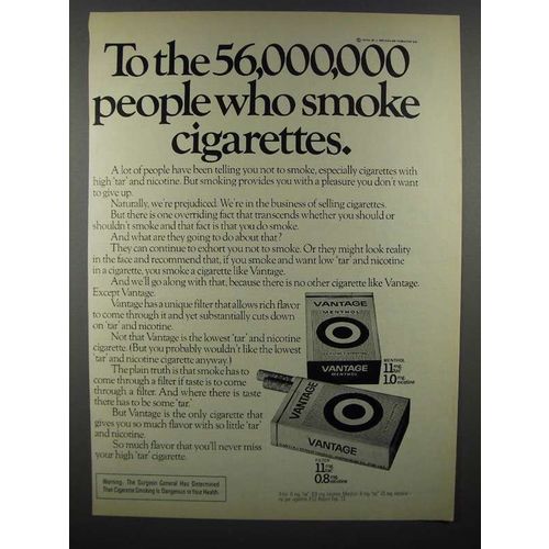 1973 Vantage Cigarette Ad - People Who Smoke