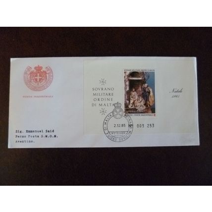 Malta 1985 Poste Magistrali Sovereign Order Christmas miniature sheet cover art