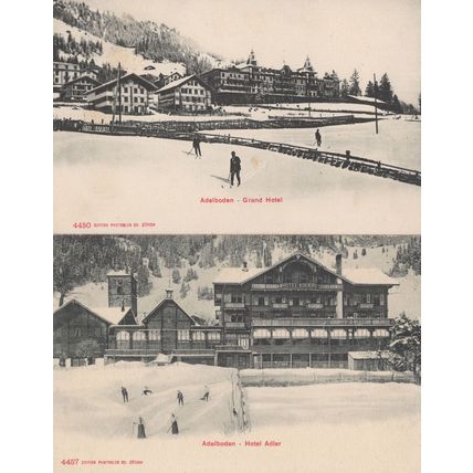 Adelboden Grand Hotel & Pension Adler 2x Old Swiss Rare Postcard s