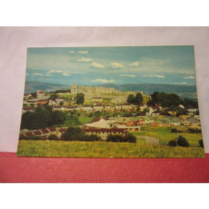 aerial view, CASTLE, DENBIGH, Denbighshire unused vintage postcard dated 1970 #