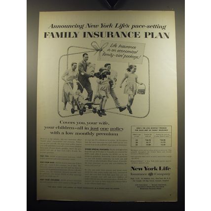 1957 New York Life Insurance Ad - New York Life's pace-setting family insurance