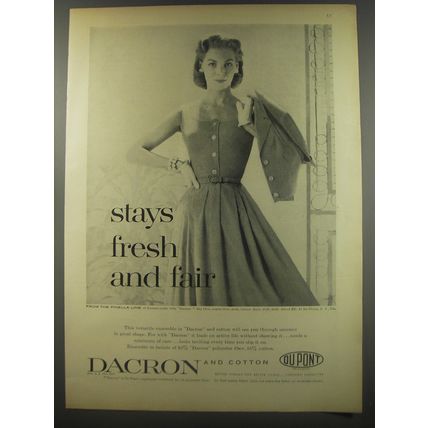1956 Du Pont Dacon Advertisement - Pinella Dress - Stays fresh and fair