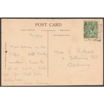 Chapel Rocks & Sandhills, Perranporth, Cornwall, 1919 - Harvey-Mitchell Postcard