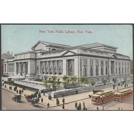New York Public Library, New York City, 1910 - George P Hall Postcard