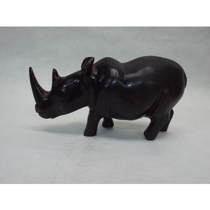 6" Carved Wood Rhino Ironwood Quality Vintage Hand Carved Solid Hard Wood