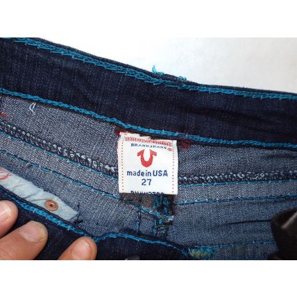 True Religion Womens 27 Dark Jeans Joey Blue Stitch Low Rise Skinny 29x33