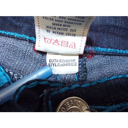 True Religion Womens 27 Dark Jeans Joey Blue Stitch Low Rise Skinny 29x33