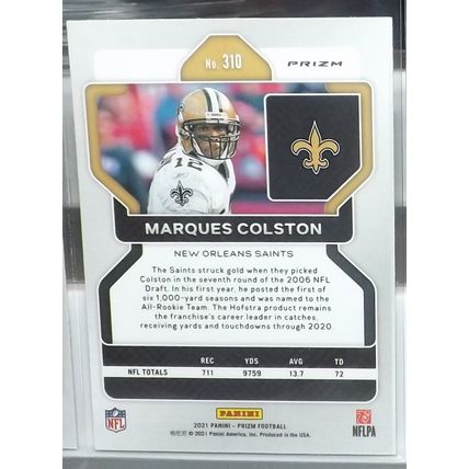 2021 Panini Prizm MARQUES COLSTON (Saints) Red, White & Blue Parallel #310