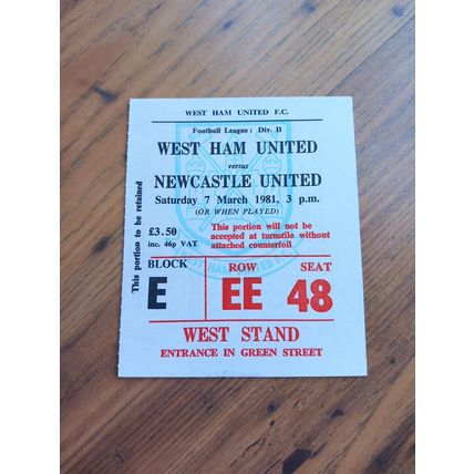 1980/81 Division 2 Programme & Ticket - West Ham vs Newcastle Hammers Champions