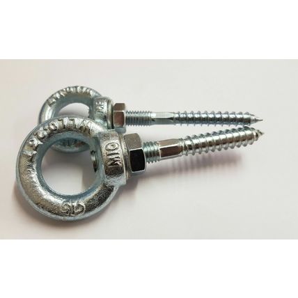 Metal To Wood Screw Dowel Bolt With Eye Nut Female Washer M8 M10 Double Ended