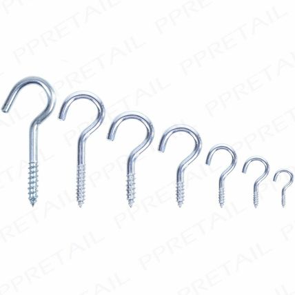 SMALL-LARGE STRONG CUP HOOKS 19/22/25/32/40/50/55mm Silver Zinc Hanging Mug Peg
