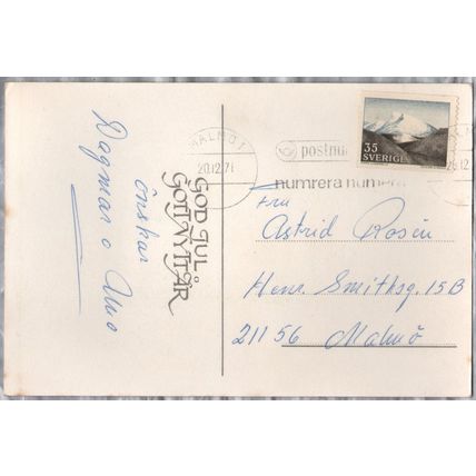 God Jul Gott Nytt Ar - Sweden - Postally Used - Malmo 20th December 1971