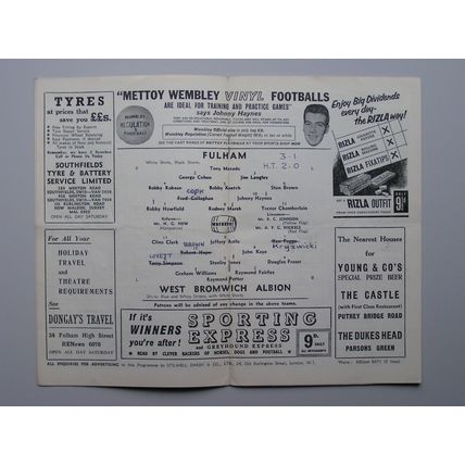 FULHAM v WEST BROMWICH ALBION Div1 19/12/1964