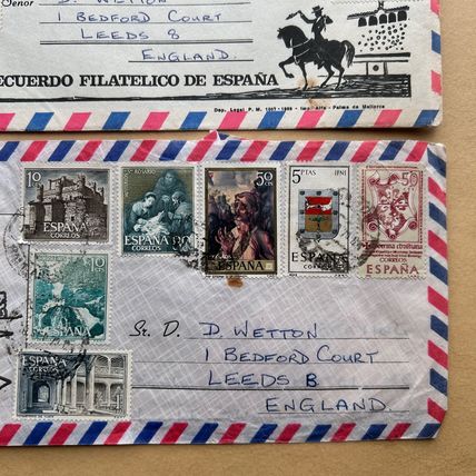 TWO Spain 1970's covers with eight & seven stamps posted to UK