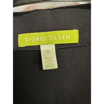 Sigrid Olsen Women's Black Blazer Sz M Pleated Back 3/4 Sleeve Casual Jacket