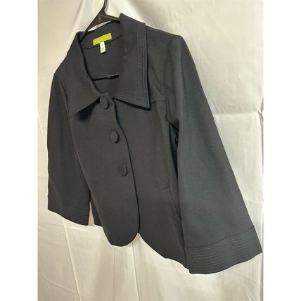 Sigrid Olsen Women's Black Blazer Sz M Pleated Back 3/4 Sleeve Casual Jacket