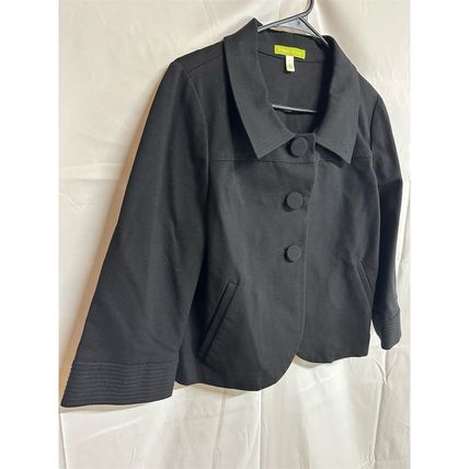 Sigrid Olsen Women's Black Blazer Sz M Pleated Back 3/4 Sleeve Casual Jacket