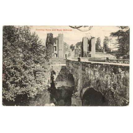 Cowdray Ruins and Moat (and bridge), MIDHURST, Sussex Postmark SHOTTER HILL 1904