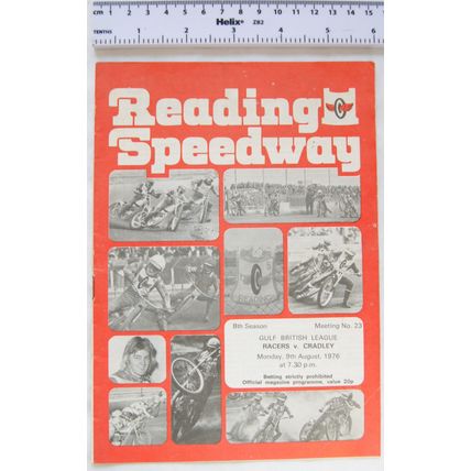 1976 Reading Racers v Cradley Speedway Programme - 9th August
