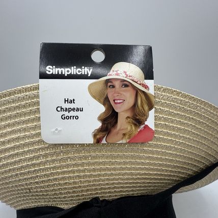 Simplicity Do Not Disturb Straw Hat New w/Tags Beige Black Band
